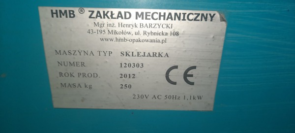 SKLEJARKA DO KARTONÓW KLAPOWYCH HMB MIKOŁÓW